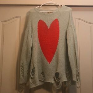 Wild Fox White Label Grunge Heart Sweater